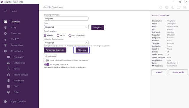 Incogniton Proxy Integration