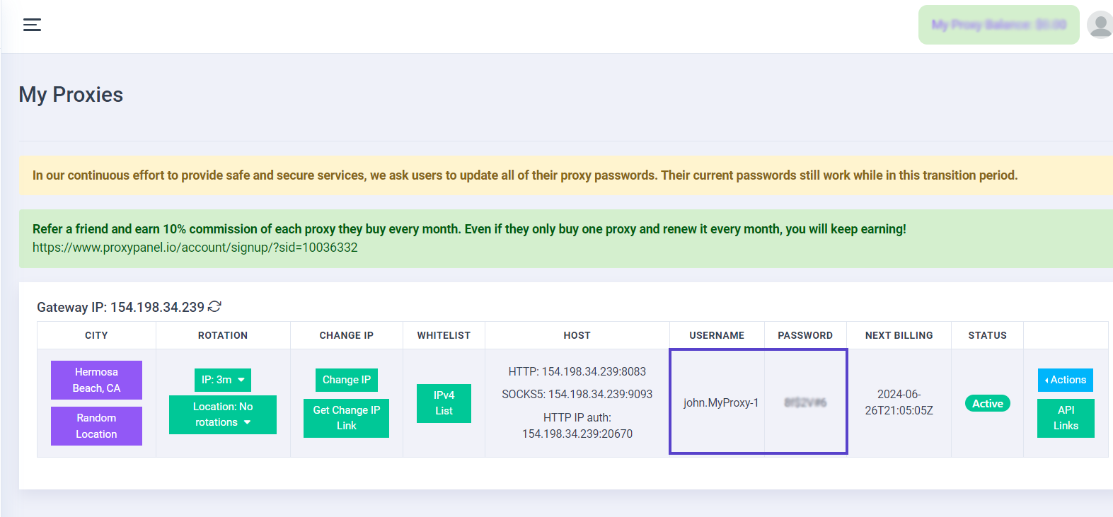 Dashboard-Credentials